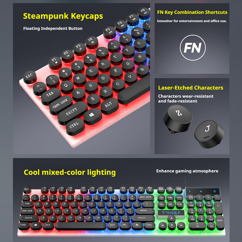 T11 T-WOLF Gaming Keyboard 104 - Pc Gaming Fullset recension och pris